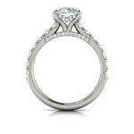 Vlora 14k White Gold Classic Collection Cathedral Round Diamond Engagement Ring Setting