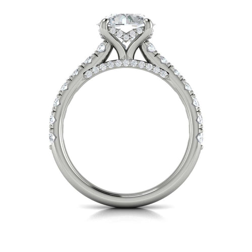 Vlora 14k White Gold Classic Collection Cathedral Round Diamond Engagement Ring Setting