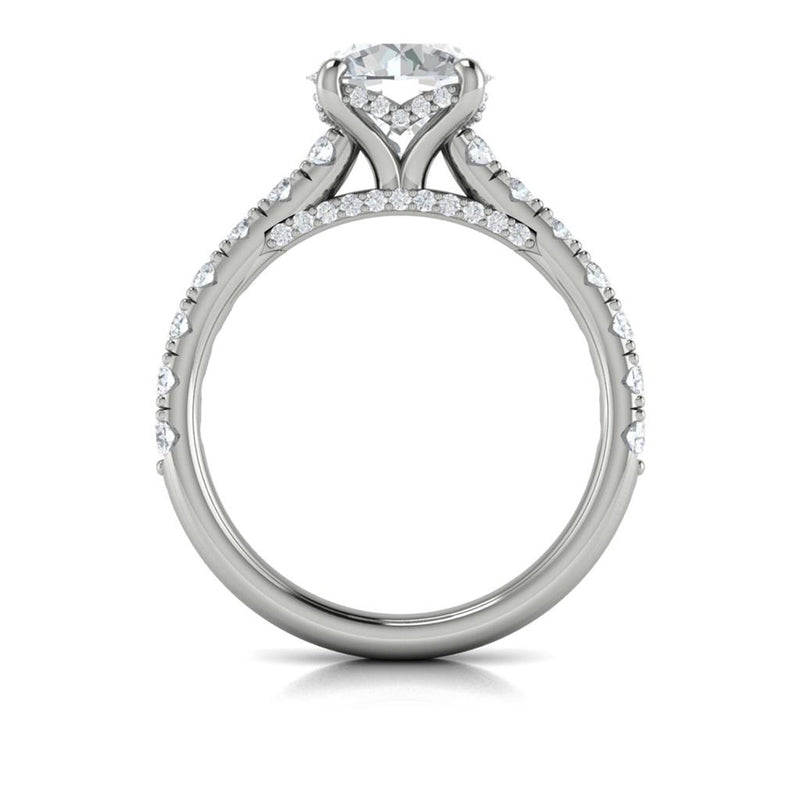 Vlora 14k White Gold Classic Collection Cathedral Round Diamond Engagement Ring Setting