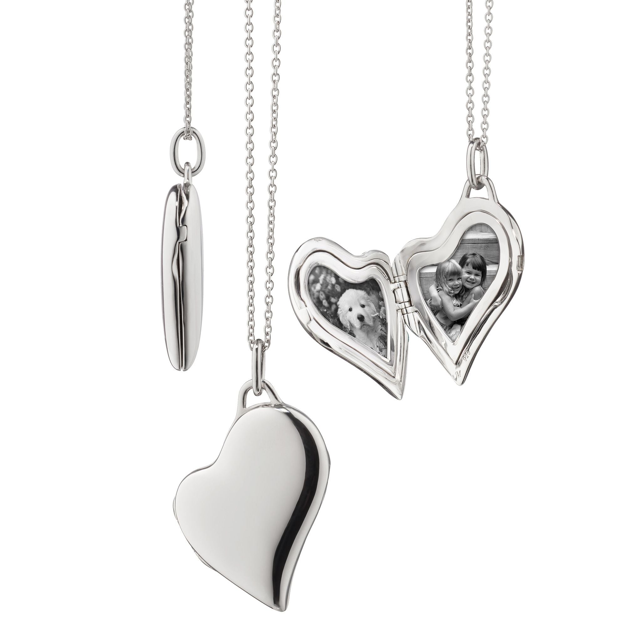 Monica Rich Kosann Sterling Silver Slim Heart Locket Necklace