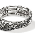 John Hardy Sterling Silver Essential Pavé Black Sapphire Crossover Ring