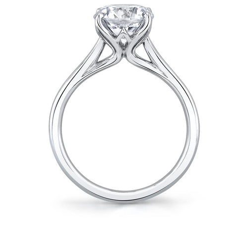 Sylvie 14k White Gold Cathedral Solitaire Engagement Ring Setting with Tulip Head