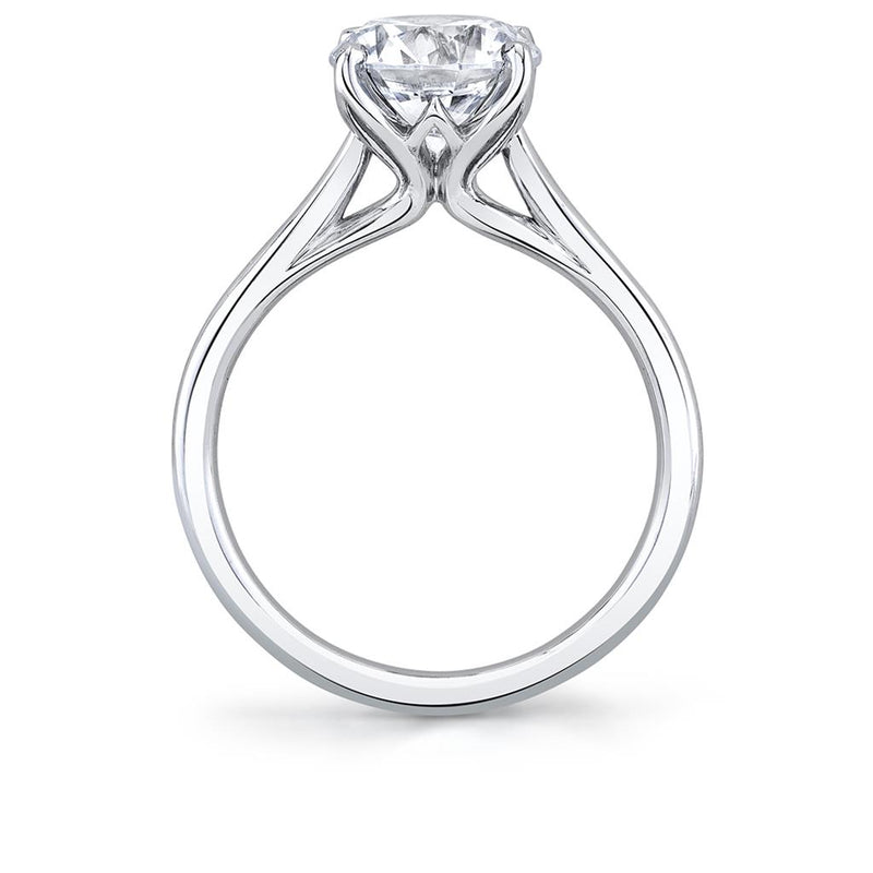 Sylvie 14k White Gold Cathedral Solitaire Engagement Ring Setting with Tulip Head