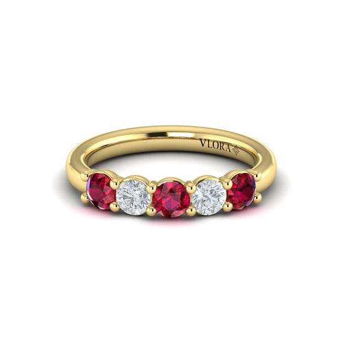 Vlora 14k Yellow Gold Mozambique Ruby and Diamond Fashion Band