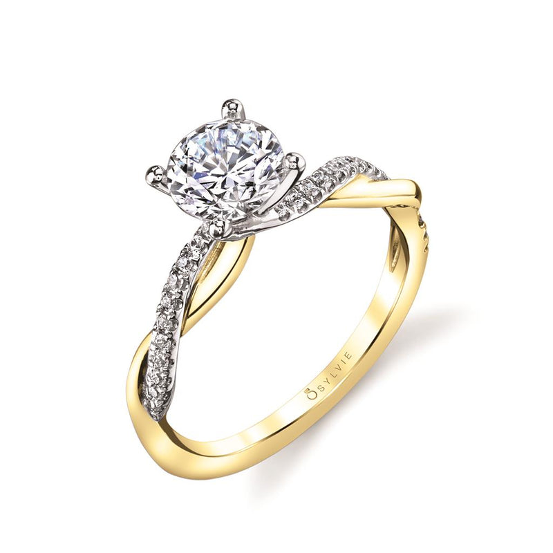 Sylvie 14k Yellow and White Gold Crossover Design Engagement Ring Setting