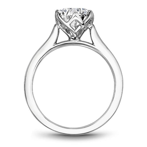 Noam Carver 14k White Gold Solitaire Engagement Ring Setting with Petal Style Head