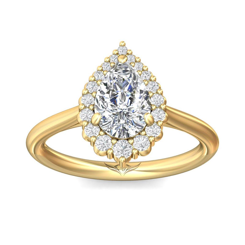 Martin Flyer Halo Diamond Engagement Ring Setting in 14k Yellow Gold
