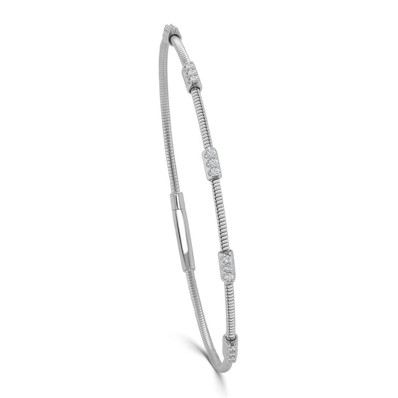 Davis Classics 14k White Gold Flexible Coil Diamond Bangle Bracelet