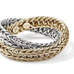 John Hardy 14k Yellow Gold and Sterling Silver Kami Chain Crossover Ring
