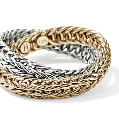 John Hardy 14k Yellow Gold and Sterling Silver Kami Chain Crossover Ring