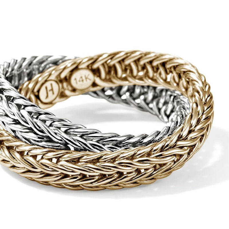John Hardy 14k Yellow Gold and Sterling Silver Kami Chain Crossover Ring