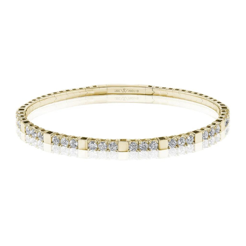 Davis Classics 18k Yellow Gold Flex Collection Diamond Station Bangle Bracelet