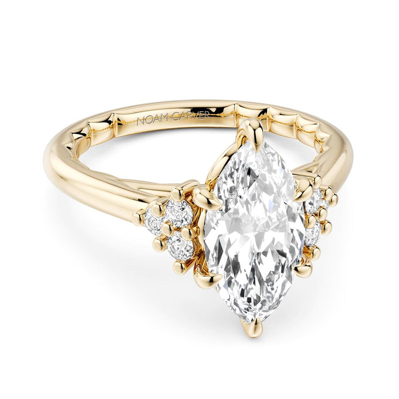 Noam Carver 14k Yellow Gold Luna Collection Floral Cathedral Engagement Ring Setting
