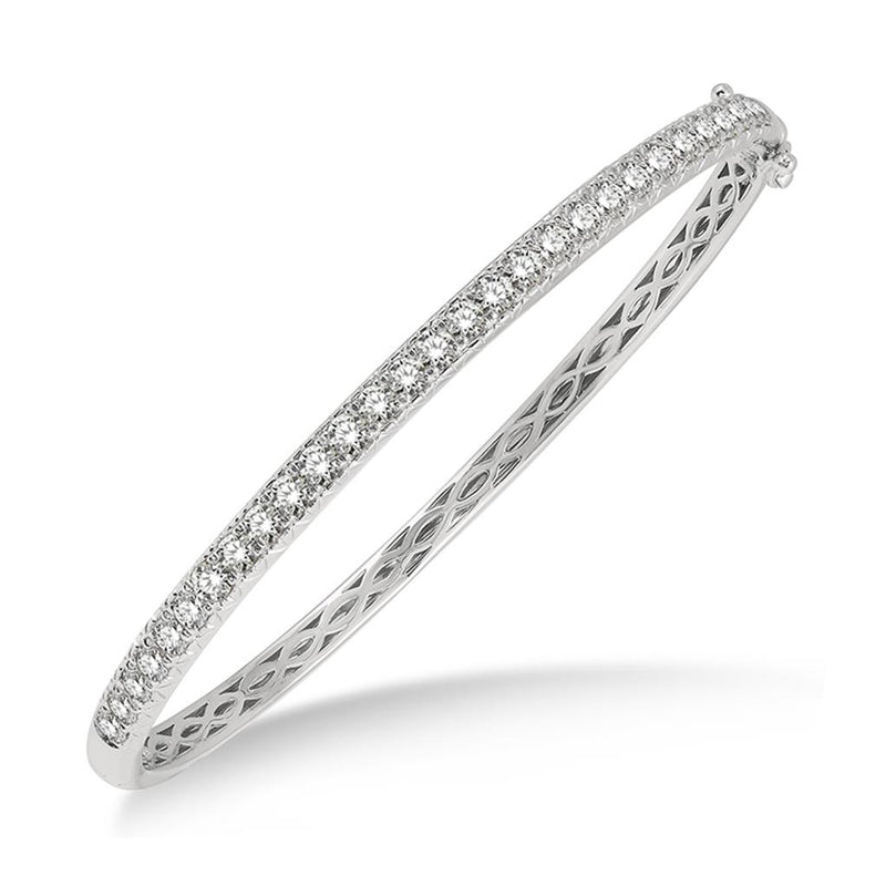Davis Classics 14k White Gold Classic Diamond Hinged Bangle Bracelet