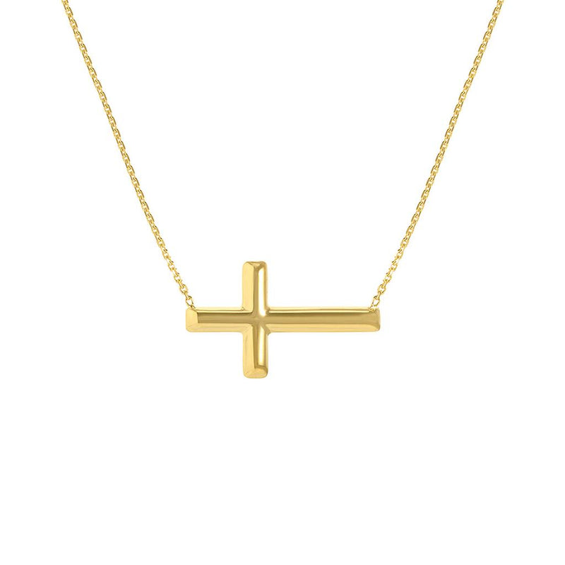Davis Classics 14k Yellow Gold Sideways Cross Pendant Necklace