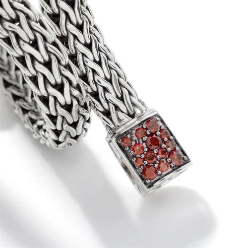 John Hardy Sterling Silver Icon Pavé Garnet and Black Sapphire Reversible Bracelet