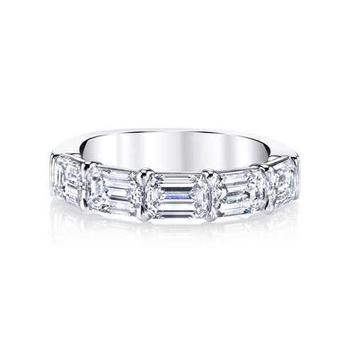 Davis Classics Women's Platinum Five-Stone East/West Emerald-Cut Diamond Band