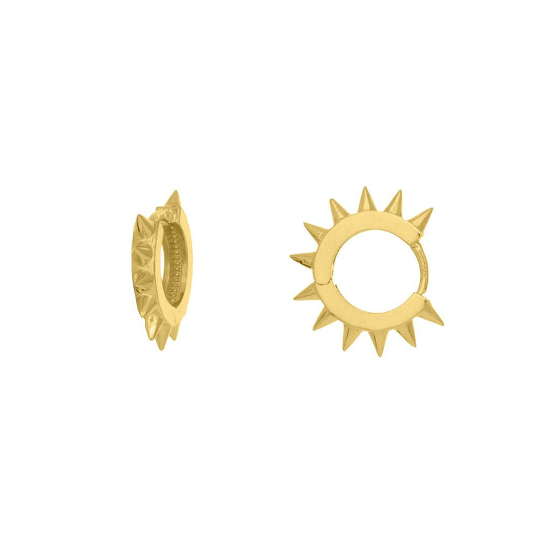 Davis Classics 14k Yellow Gold Spike Huggie Hoop Earrings