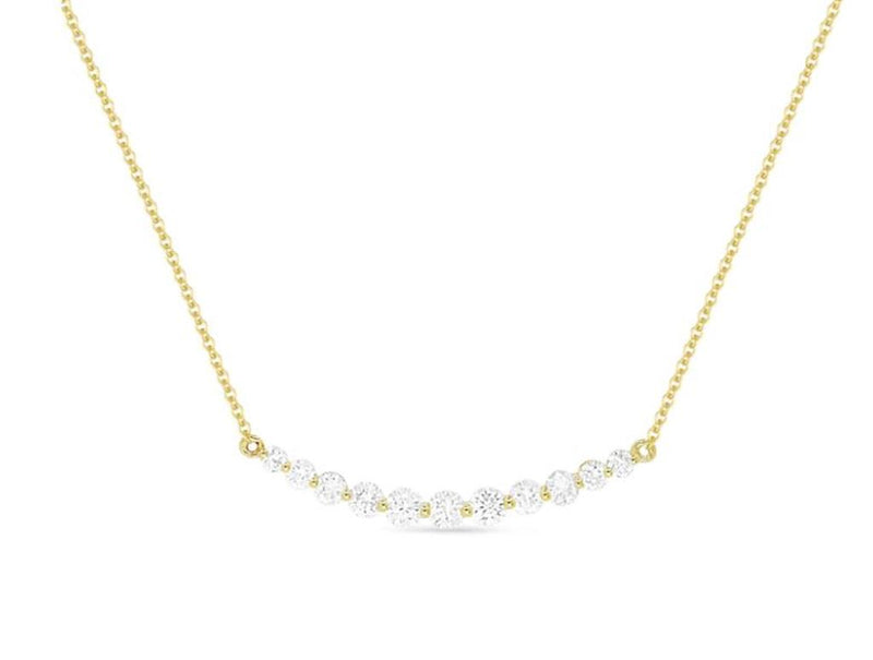 Madison L 14k Yellow Gold Curved Bar Diamond Pendant Necklace