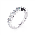 Davis Classics Women's 14k White Gold Stackable Staggered Design Diamond Band