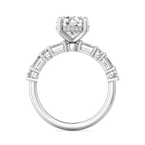Martin Flyer Hidden Halo Diamond Engagement Ring Setting in 14k White Gold