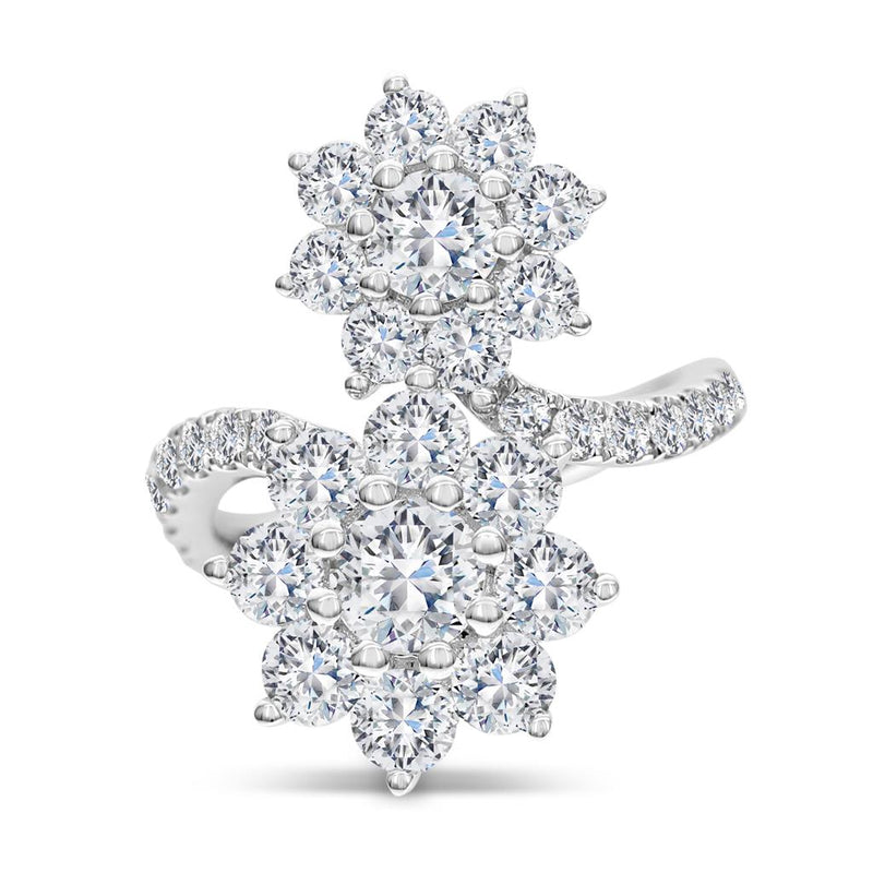 Davis Classics 18k White Gold Floral Diamond Bypass Ring