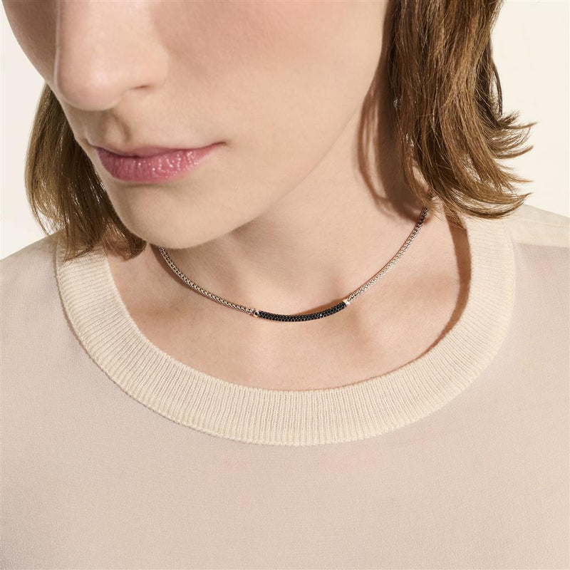 John Hardy Sterling Silver Essential Pavé Black Sapphire Necklace