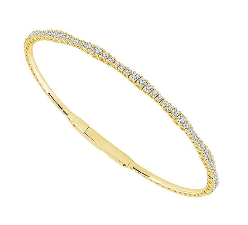Davis Classics 14k Yellow Gold Flexie Collection Diamond Bangle Bracelet