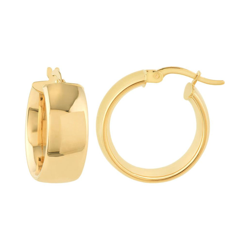 Davis Classics 14k Yellow Gold Flat Wide Round Hoop Earrings