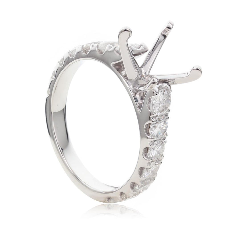 Davis Classics Sidestone Diamond Engagement Ring Setting in 18k White Gold