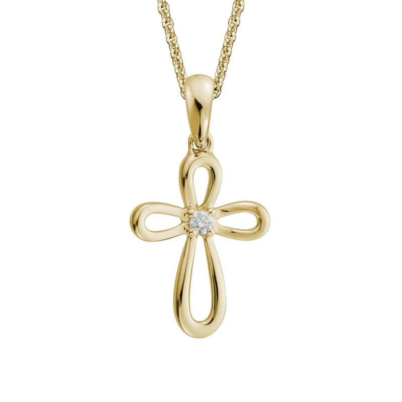 Davis Classics 14k Yellow Gold Loop Cross Pendant Necklace