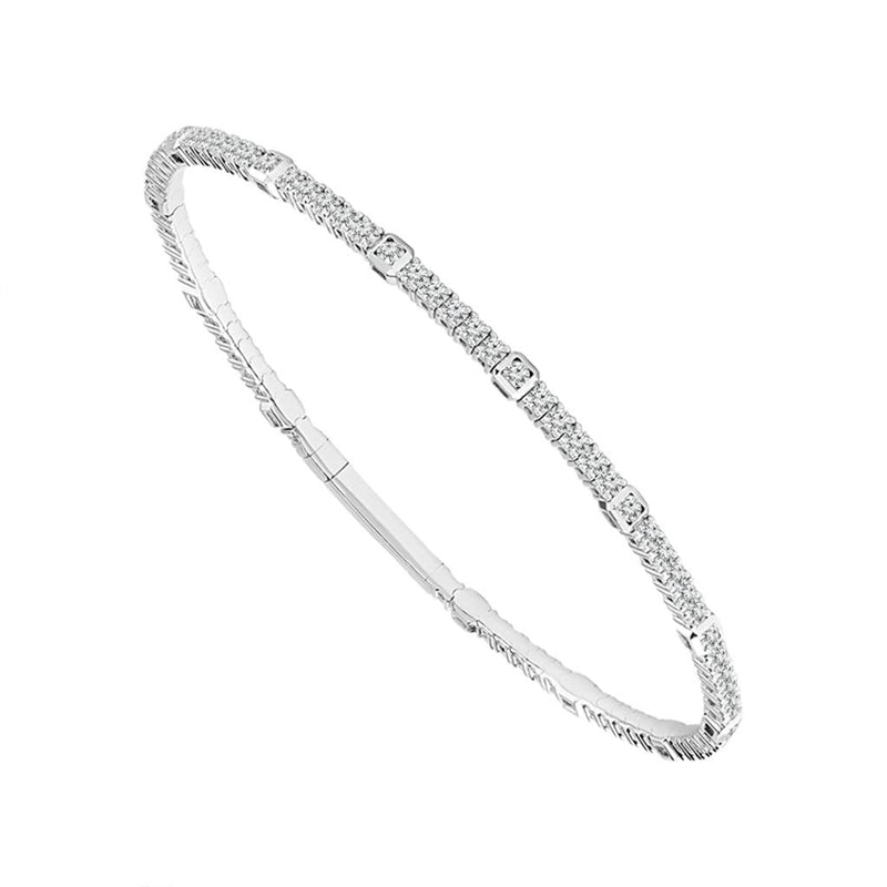 Davis Classics 14k White Gold Flexie Collection Diamond Bangle Bracelet