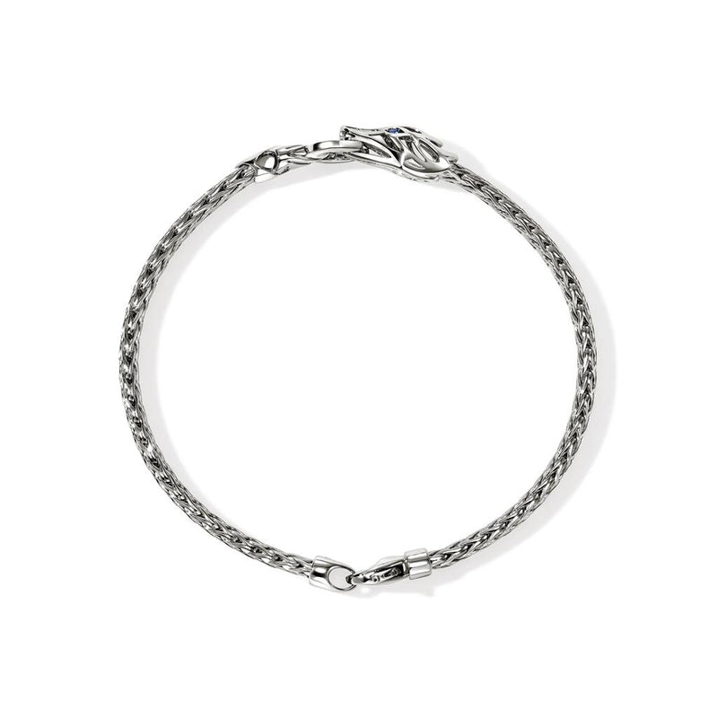 John Hardy Sterling Silver Diamond and Blue Sapphire Naga Bracelet