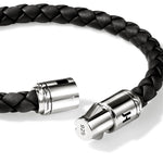 John Hardy Sterling Silver Woven Black Leather Bracelet