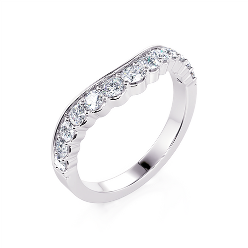 Davis Classics Women's 14k White Gold Contour Diamond Wedding Band