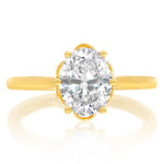 Davis Classics 14k Yellow Gold Floral Halo Cathedral Engagement Ring Setting