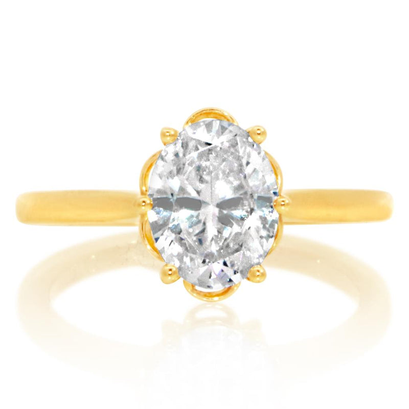 Davis Classics 14k Yellow Gold Floral Halo Cathedral Engagement Ring Setting