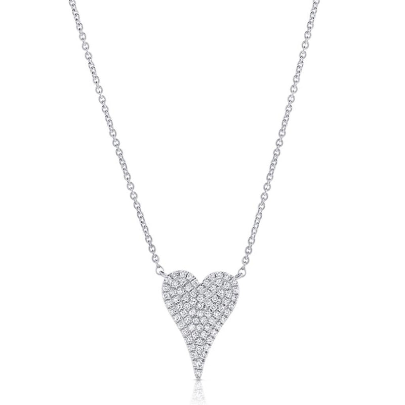 Davis Classics 14k White Gold Diamond Heart Pendant Necklace