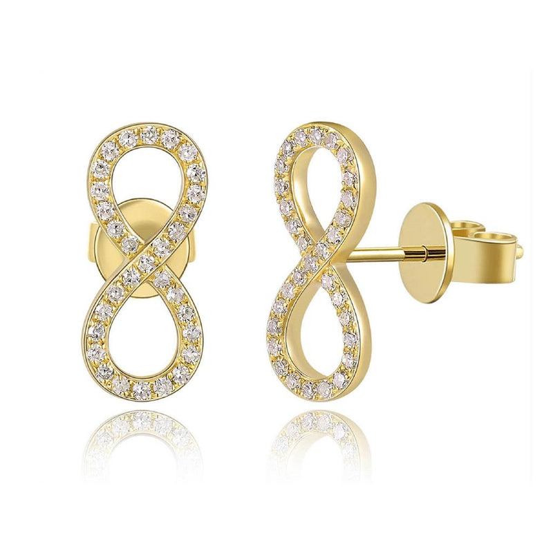 Davis Classics 14k Yellow Gold Diamond Infinity Stud Earrings