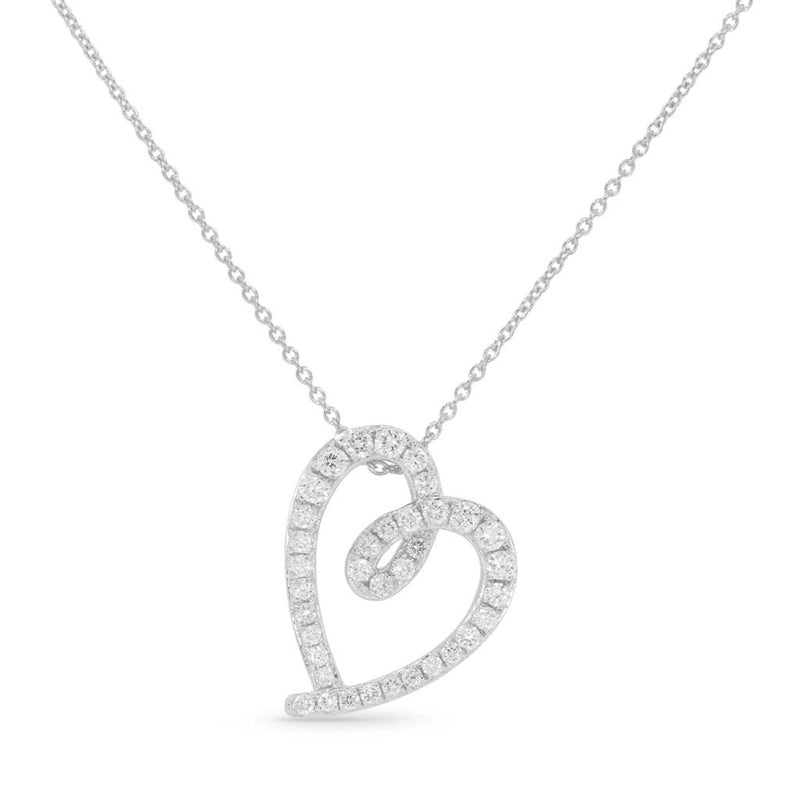 Madison L 14k White Gold Milano Collection Diamond Heart Pendant Necklace
