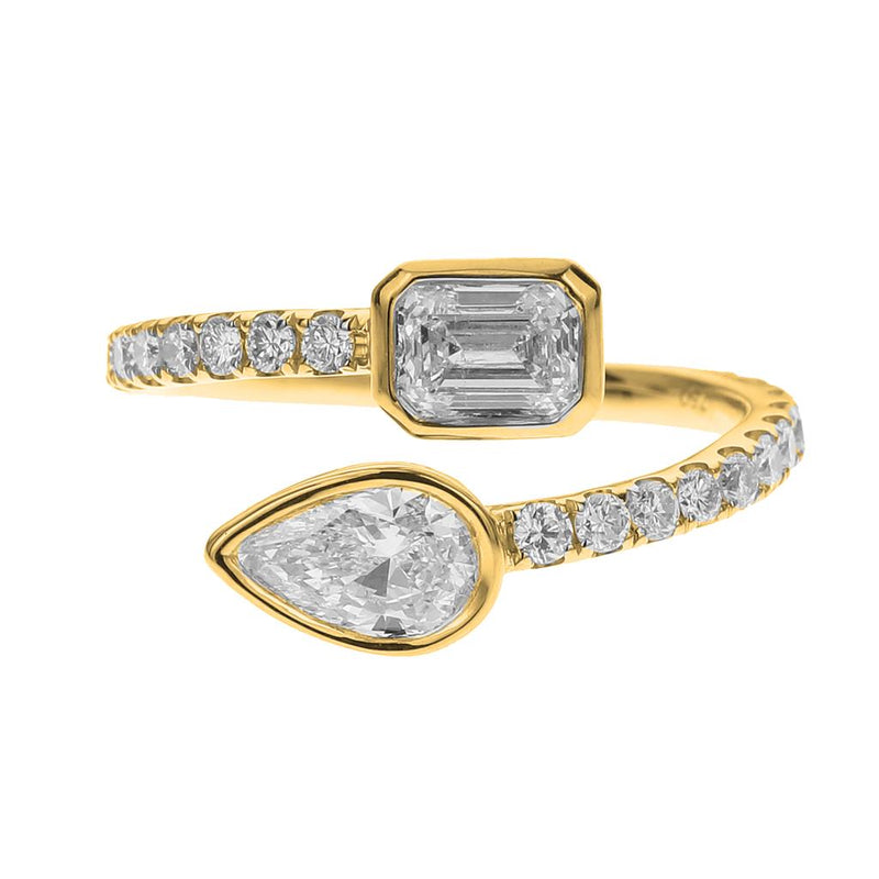Davis Classics 18k Yellow Gold Bypass Design Diamond Fashion Ring