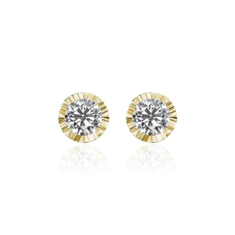 Davis Classics Diamond Stud Earrings in 18k Yellow Gold