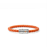 John Hardy Sterling Silver Woven Orange Leather and Enamel Bracelet