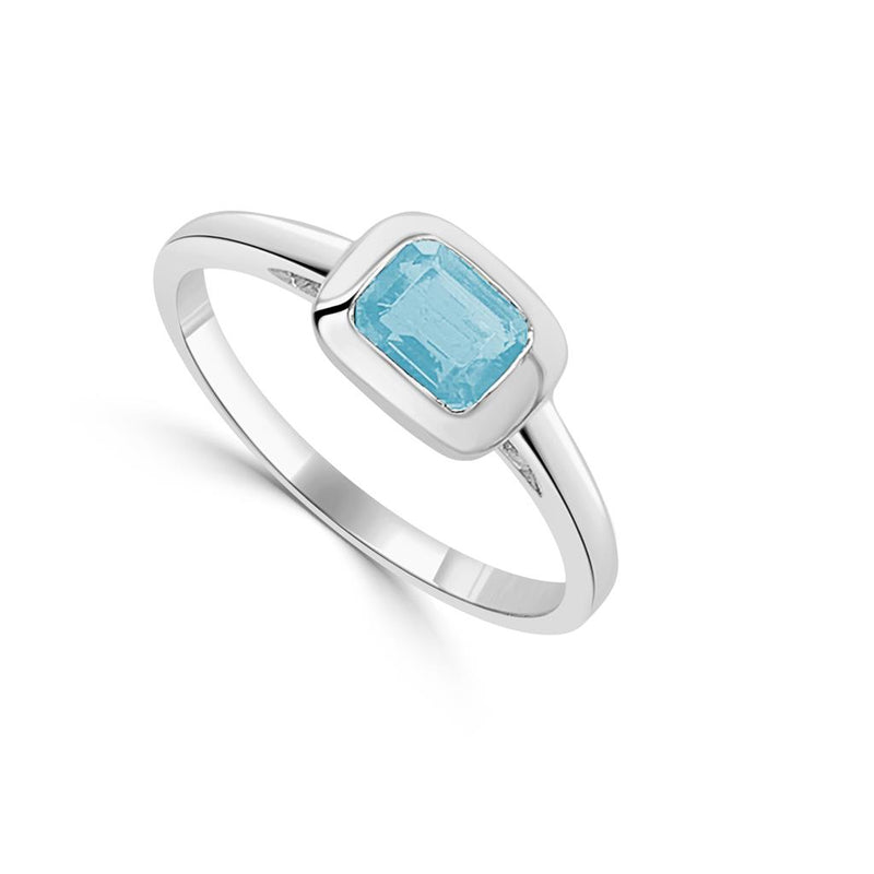 Davis Classics 14k White Gold East/West Aquamarine Birthstone Ring