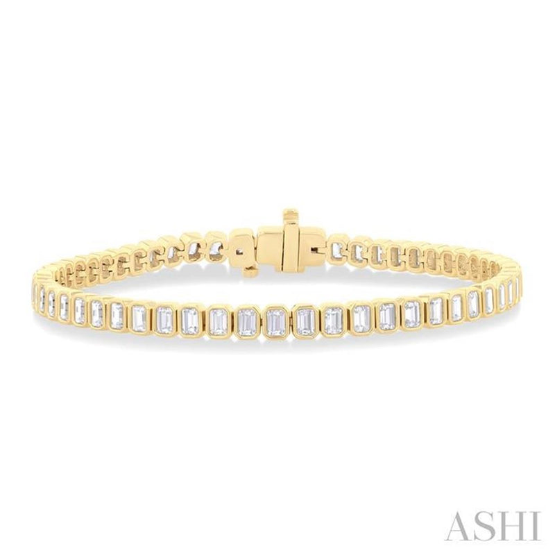 Davis Classics 14k Yellow Gold Bezel-Set Diamond Tennis Bracelet
