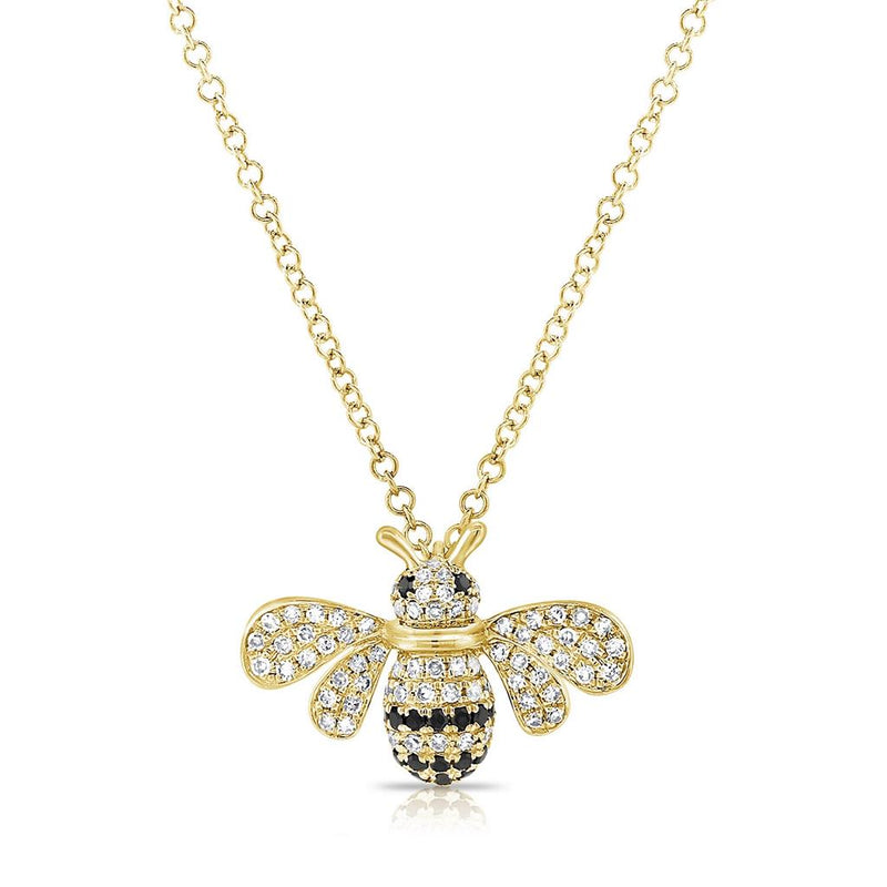 Davis Classics 14k Yellow Gold Bumble Bee Diamond Pendant Necklace