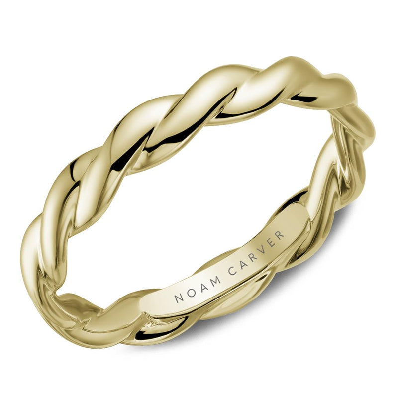 Noam Carver 14k Yellow Gold 4mm Comfort Fit Wedding Band with Crossover High Polish Finish