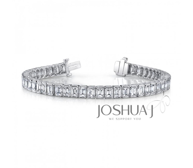 Davis Classics Platinum Emerald-Cut Diamond Bracelet