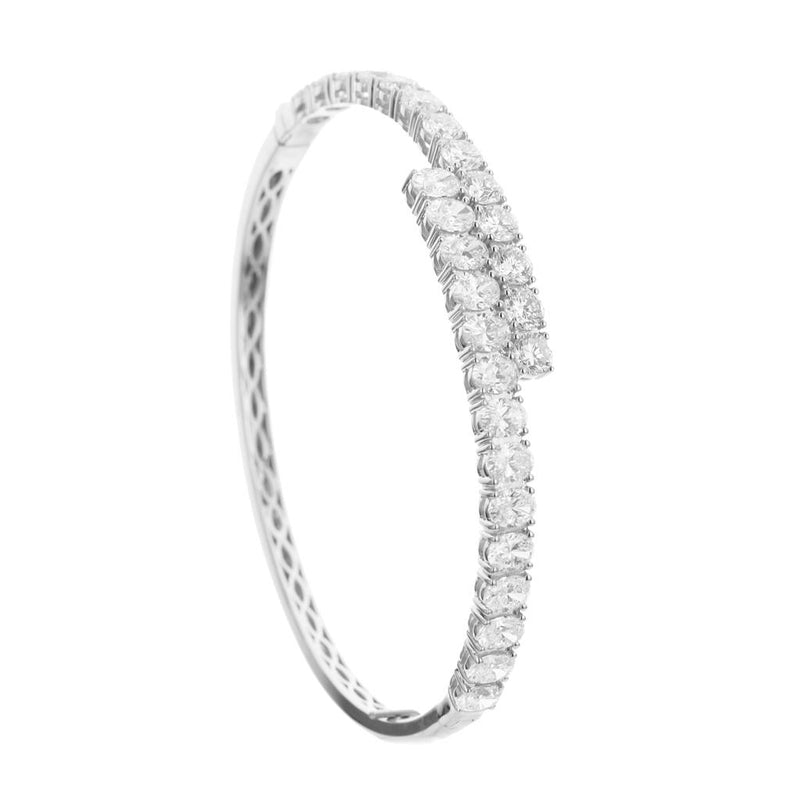 Davis Classics 18k White Gold Bypass Diamond Bangle Bracelet