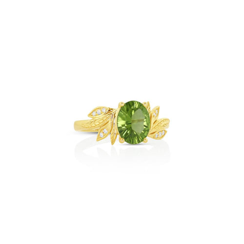 Yael 14k Yellow Gold Floral Collection Peridot and Diamond Fashion Ring